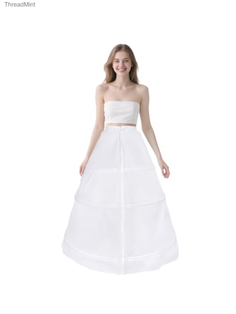 Women's 3 Hoop Petticoat Crinoline Underskirt Tulle Half Slip For Wedding
